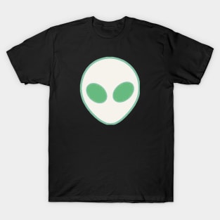 Big Green Eyed Aliens Head T-Shirt